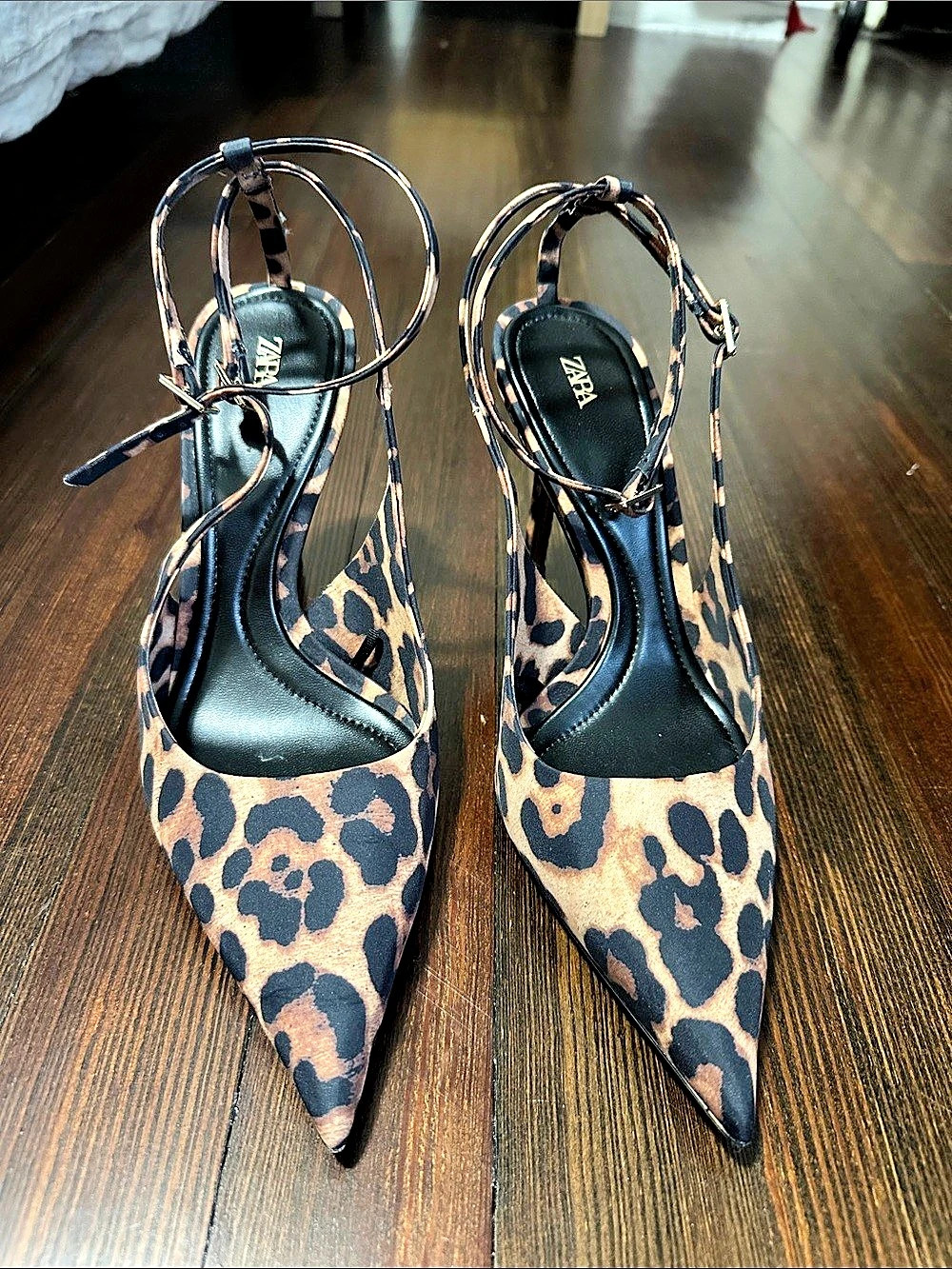 Zara Leopard Print Pointed-Toe Heels